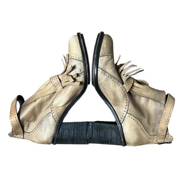 Free People | Tan leather block heel fringe boho western booties size 9 - Picture 10 of 16